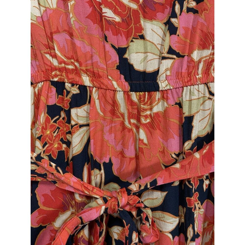 Abel the Label Vivid Dream Dress Womens XS Red Black Floral Ruffle Sleeve Maxi - Picture 5 of 10